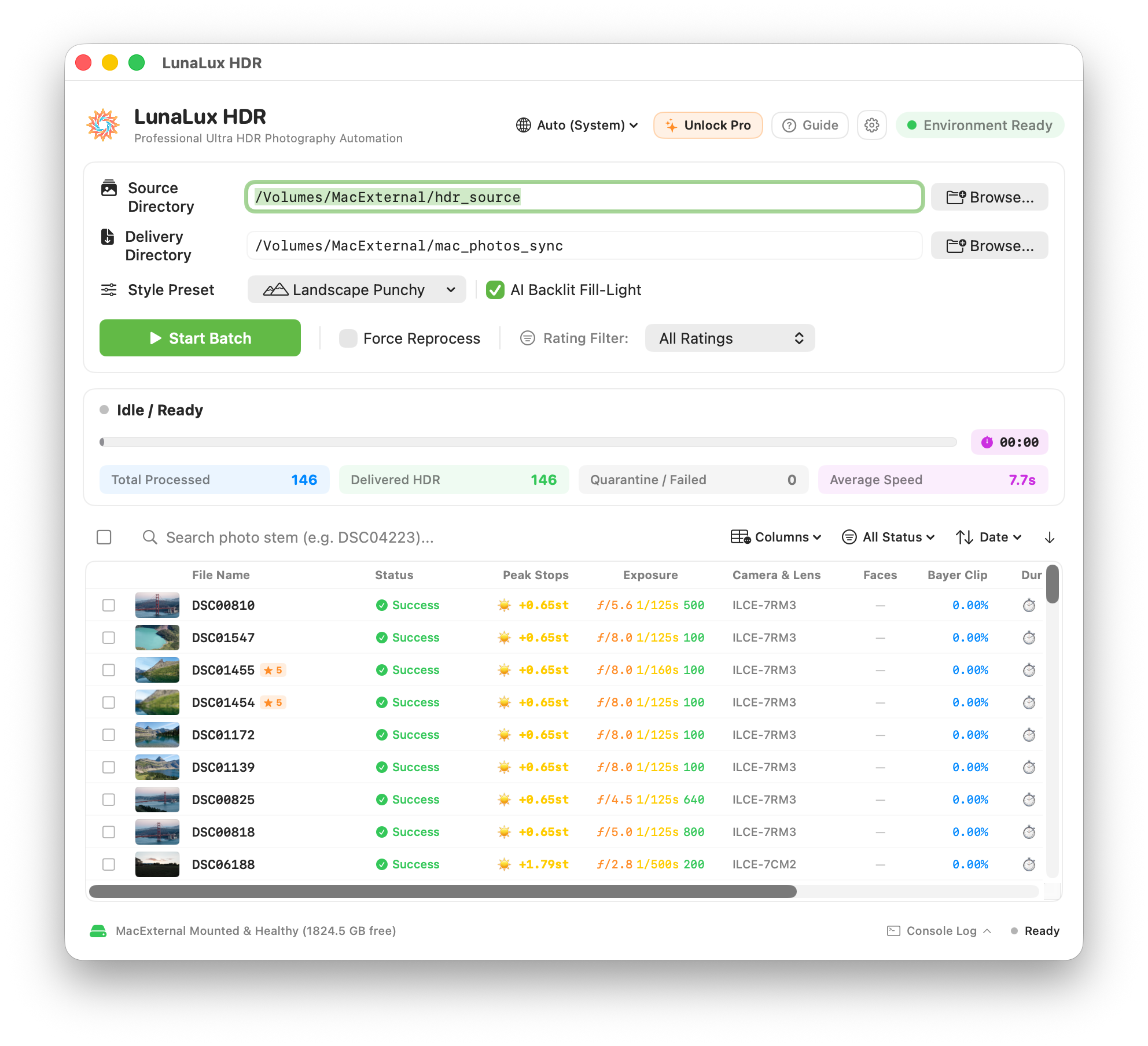 LunaLux Native macOS Interface